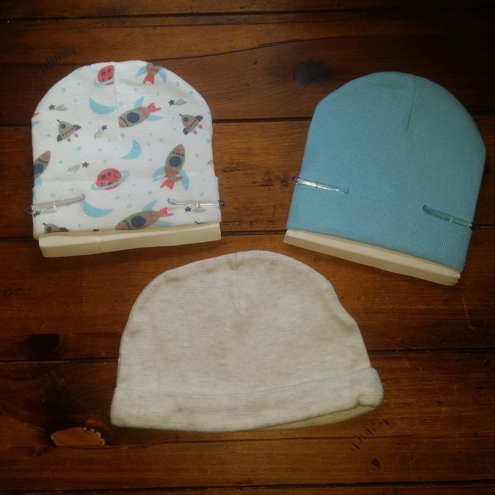 NWOT Le Bebe 2 Favorite & 1 George Infant Beanies